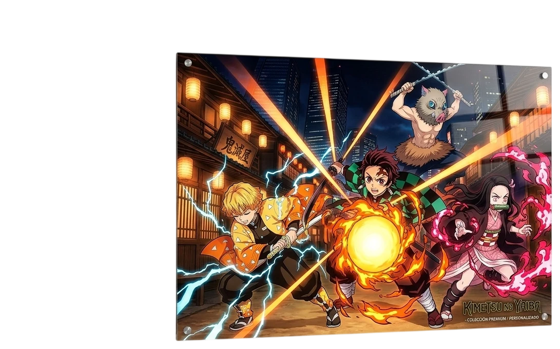 Cuadro de aluminio personalizado con escena de Kimetsu no Yaiba (Demon Slayer), foto de producto Zephyr