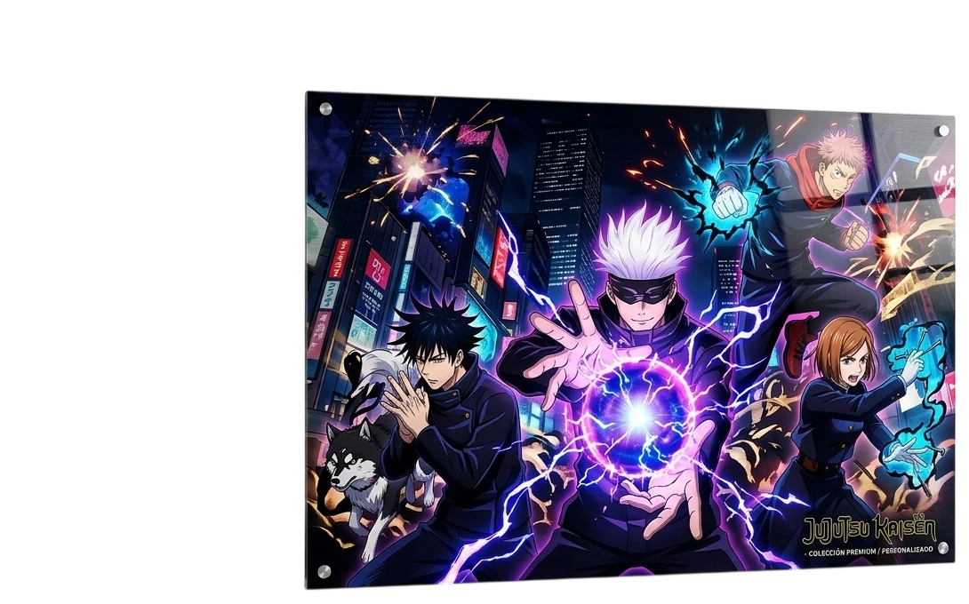 Cuadro de aluminio personalizado con escena de Jujutsu Kaisen, foto de producto Zephyr