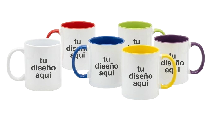 Tazas personalizables Zephyr con asas de colores, foto de producto con tu diseño aplicado