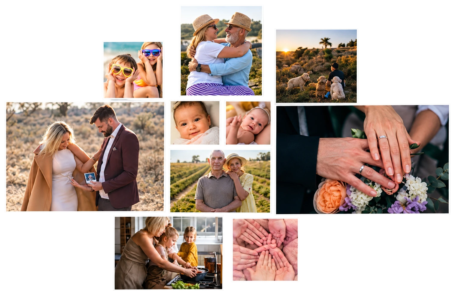 Collage de fotos personalizado de pareja para enmarcar, ejemplo de personalización Zephyr